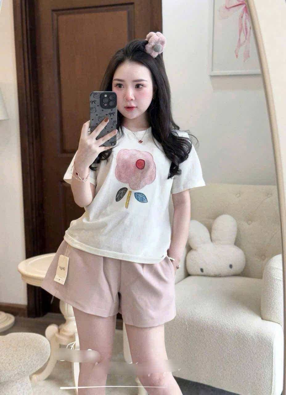 L489-SET BỘ ÁO CỘC HOA QUẦN ĐÙI NỮ