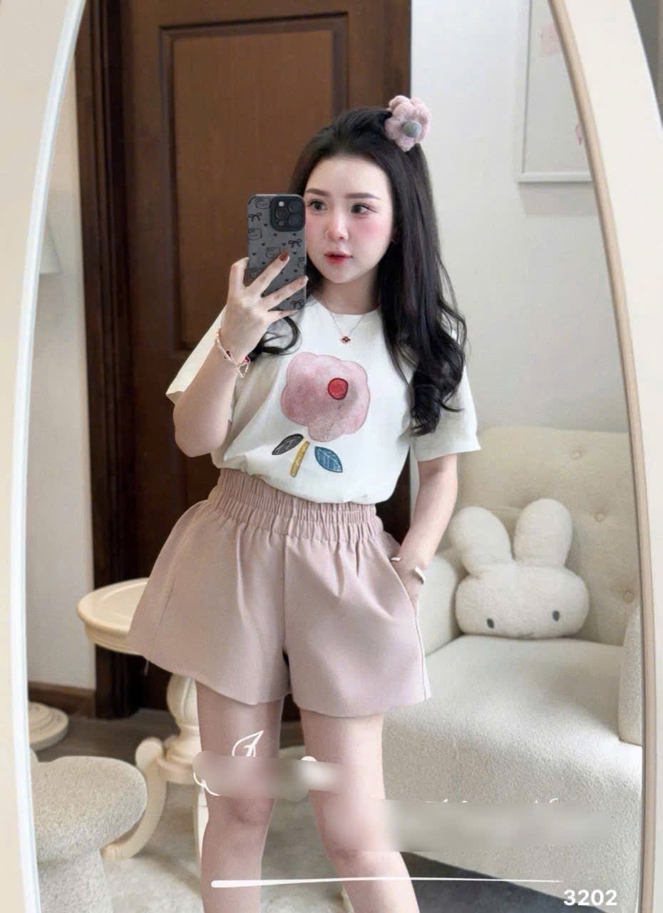 L489-SET BỘ ÁO CỘC HOA QUẦN ĐÙI NỮ