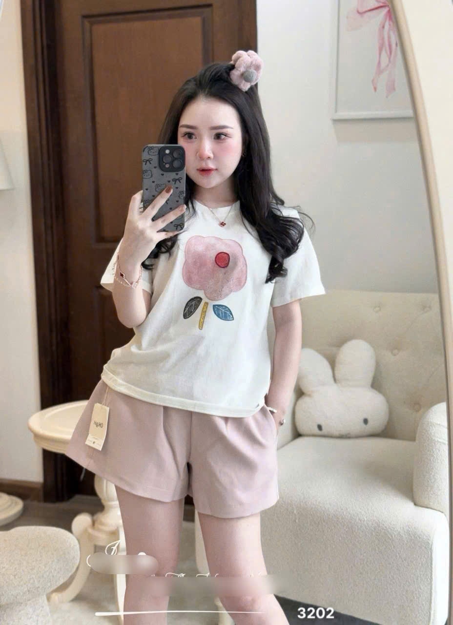 L489-SET BỘ ÁO CỘC HOA QUẦN ĐÙI NỮ