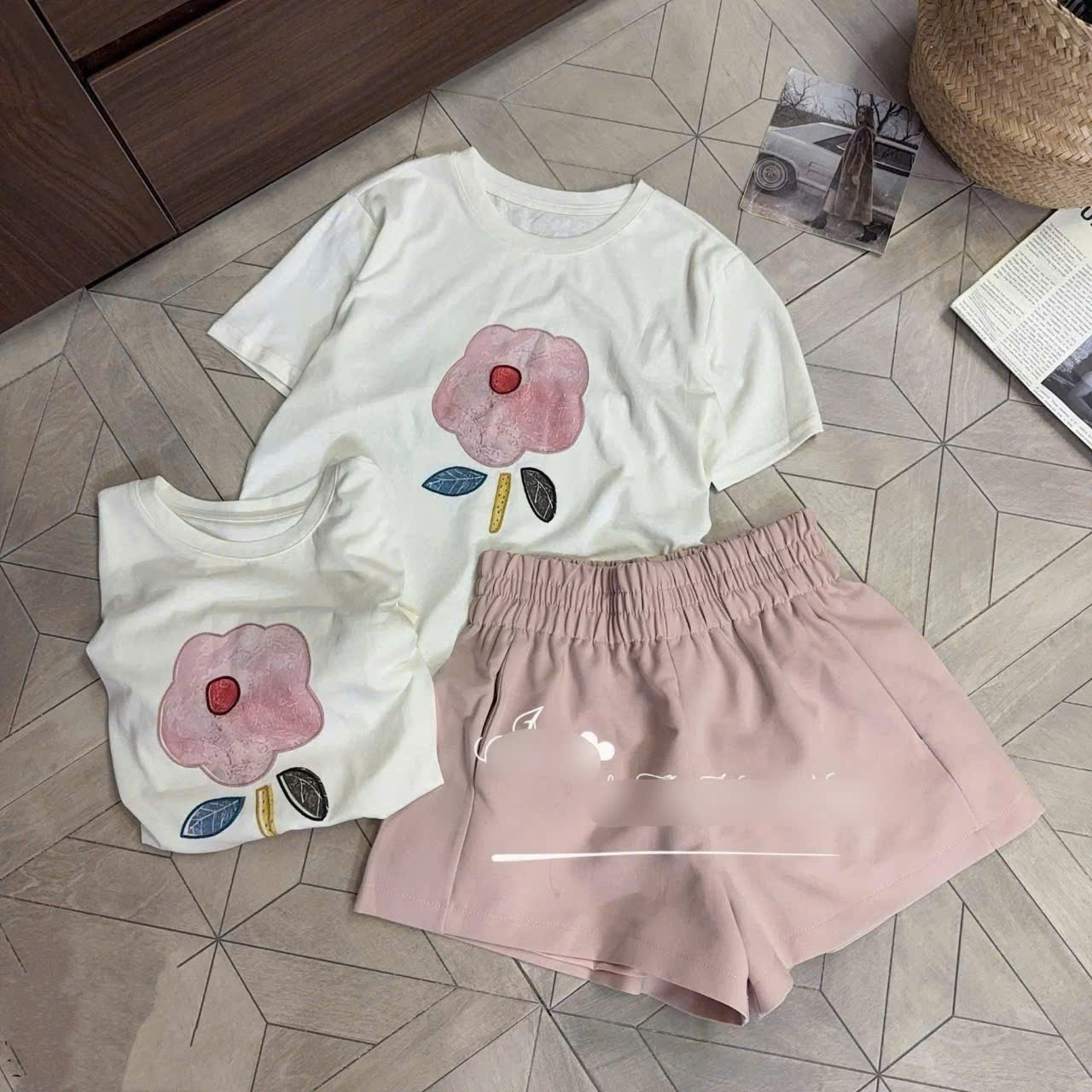 L489-SET BỘ ÁO CỘC HOA QUẦN ĐÙI NỮ