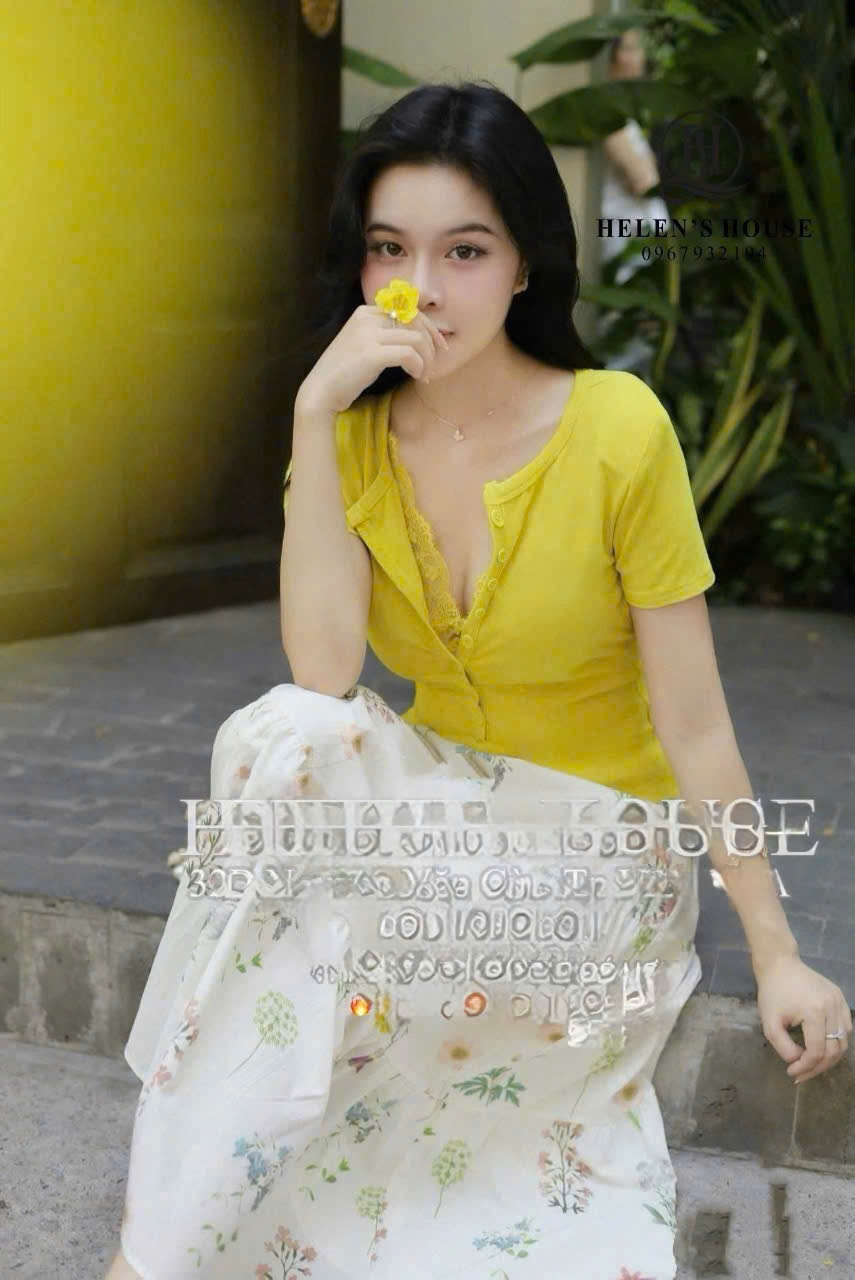 L505 - SET ÁO VÀNG CHÂN VÁY DÀI HOA NỮ