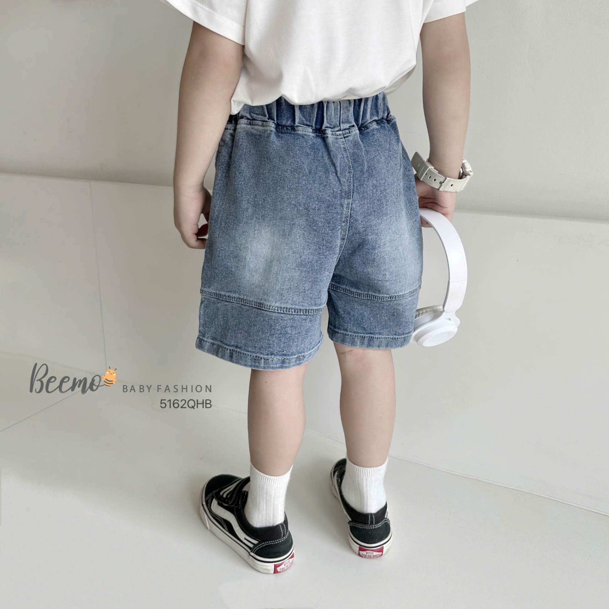 5162QHB-QUẦN SHORTS JEANS MAY CHỈ NỔI PHỐI ỐNG