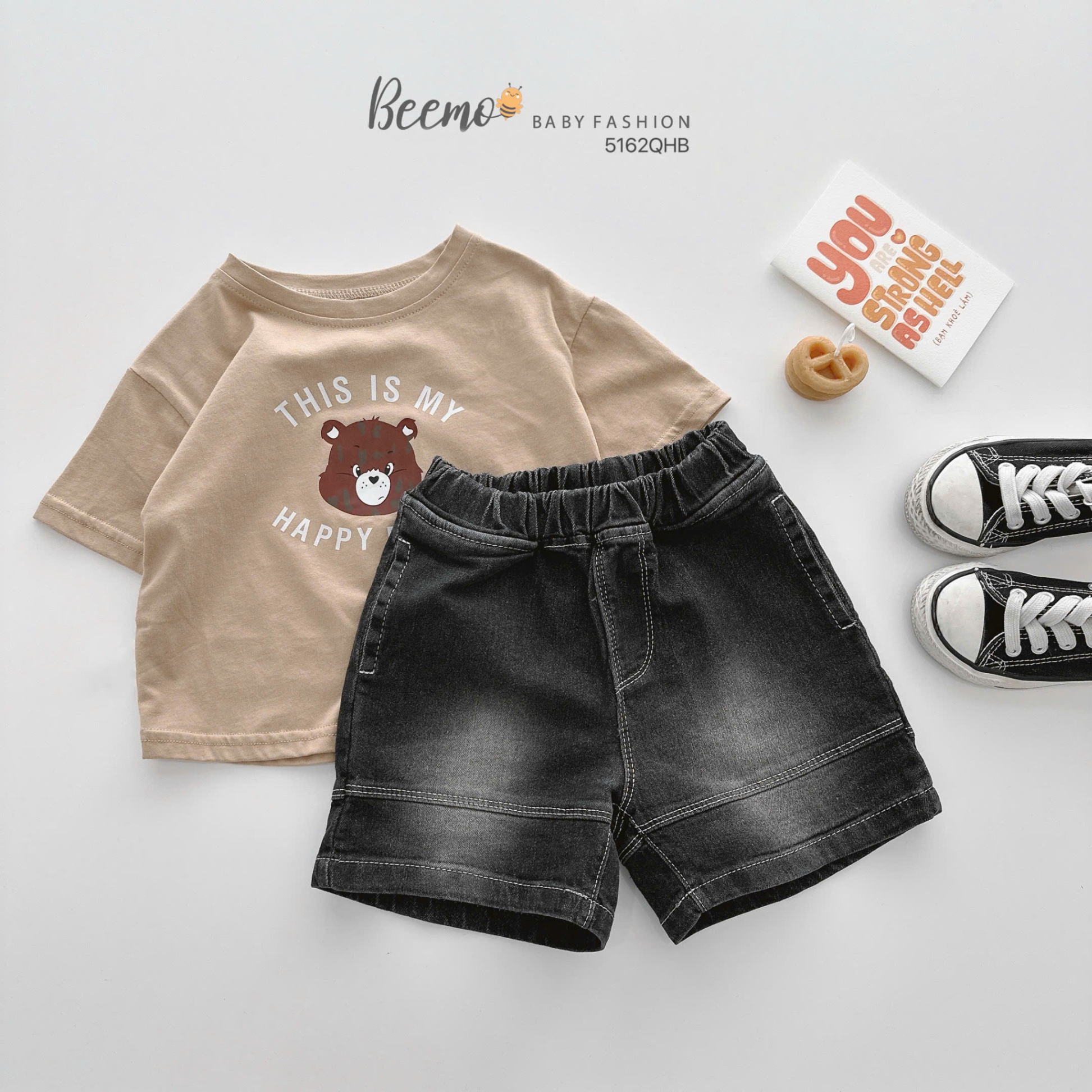 5162QHB-QUẦN SHORTS JEANS MAY CHỈ NỔI PHỐI ỐNG