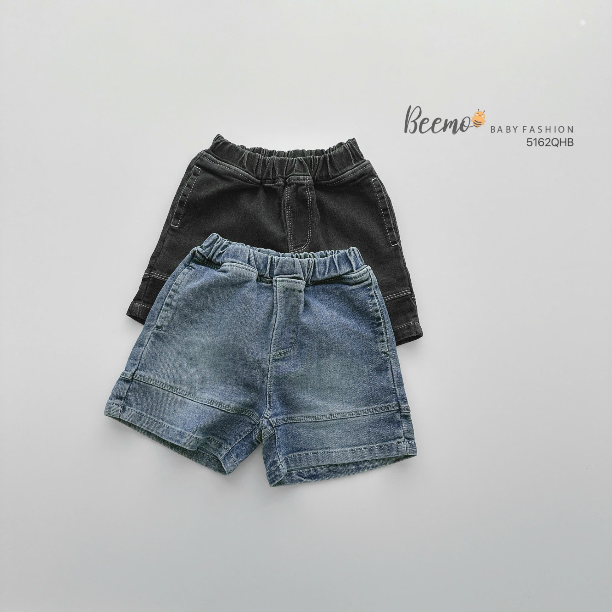 5162QHB-QUẦN SHORTS JEANS MAY CHỈ NỔI PHỐI ỐNG