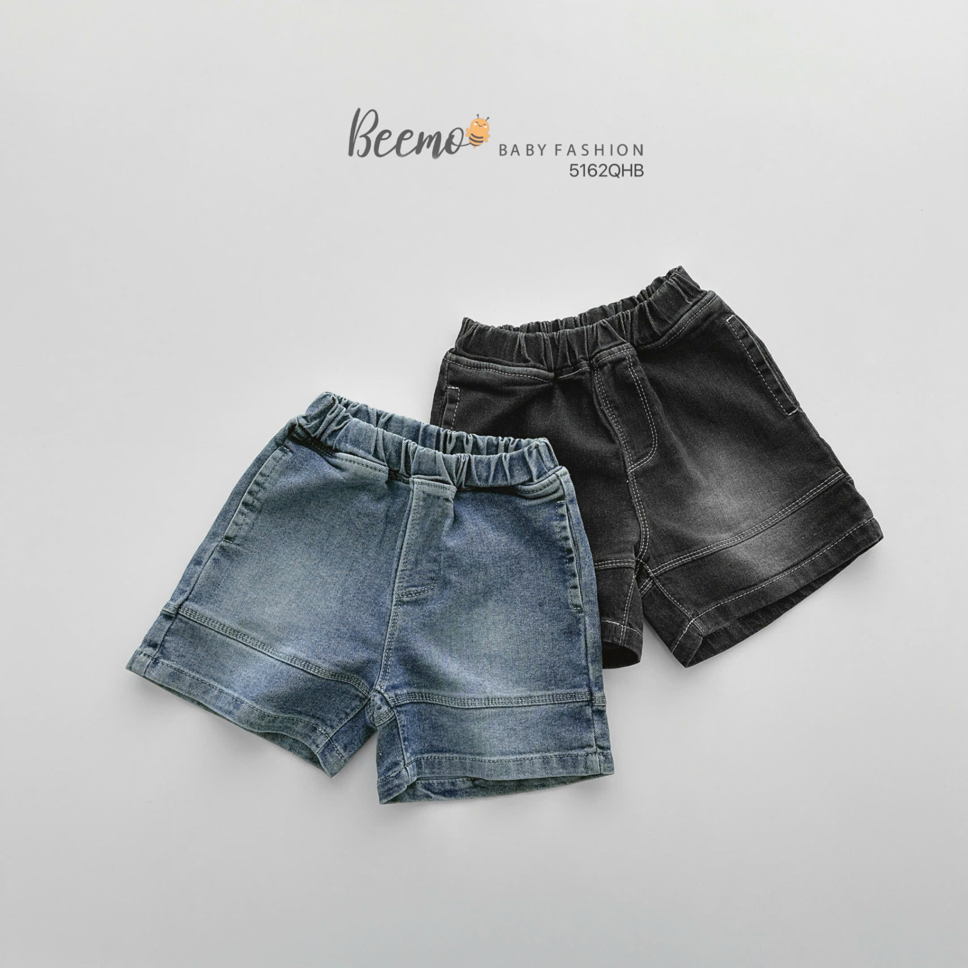 5162QHB-QUẦN SHORTS JEANS MAY CHỈ NỔI PHỐI ỐNG