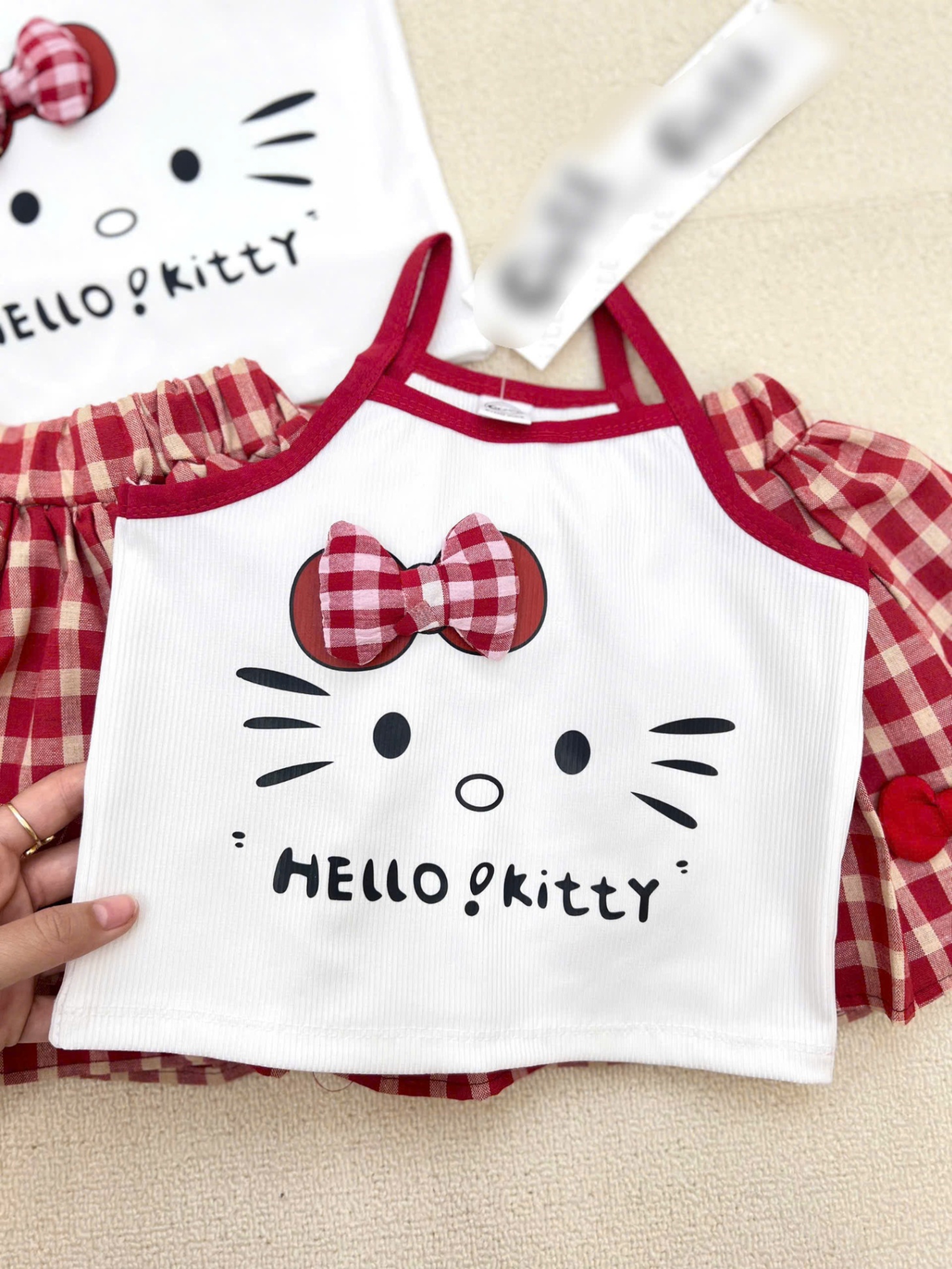 Y4669 - BỘ BÉ GÁI 2S ÁO TRẮNG KITTY NƠ NỔI