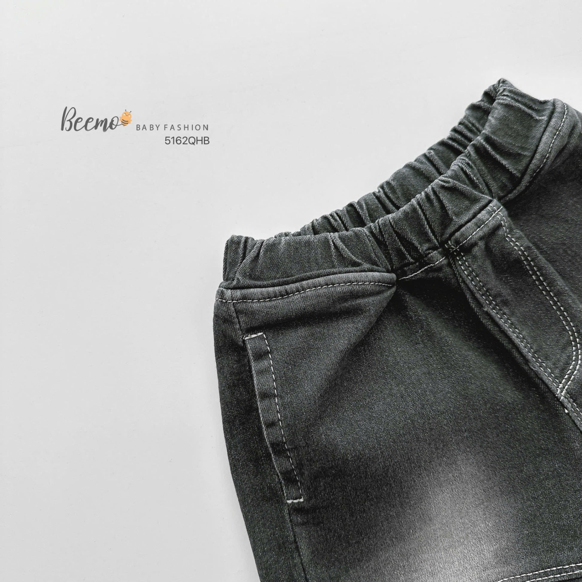 5162QHB-QUẦN SHORTS JEANS MAY CHỈ NỔI PHỐI ỐNG