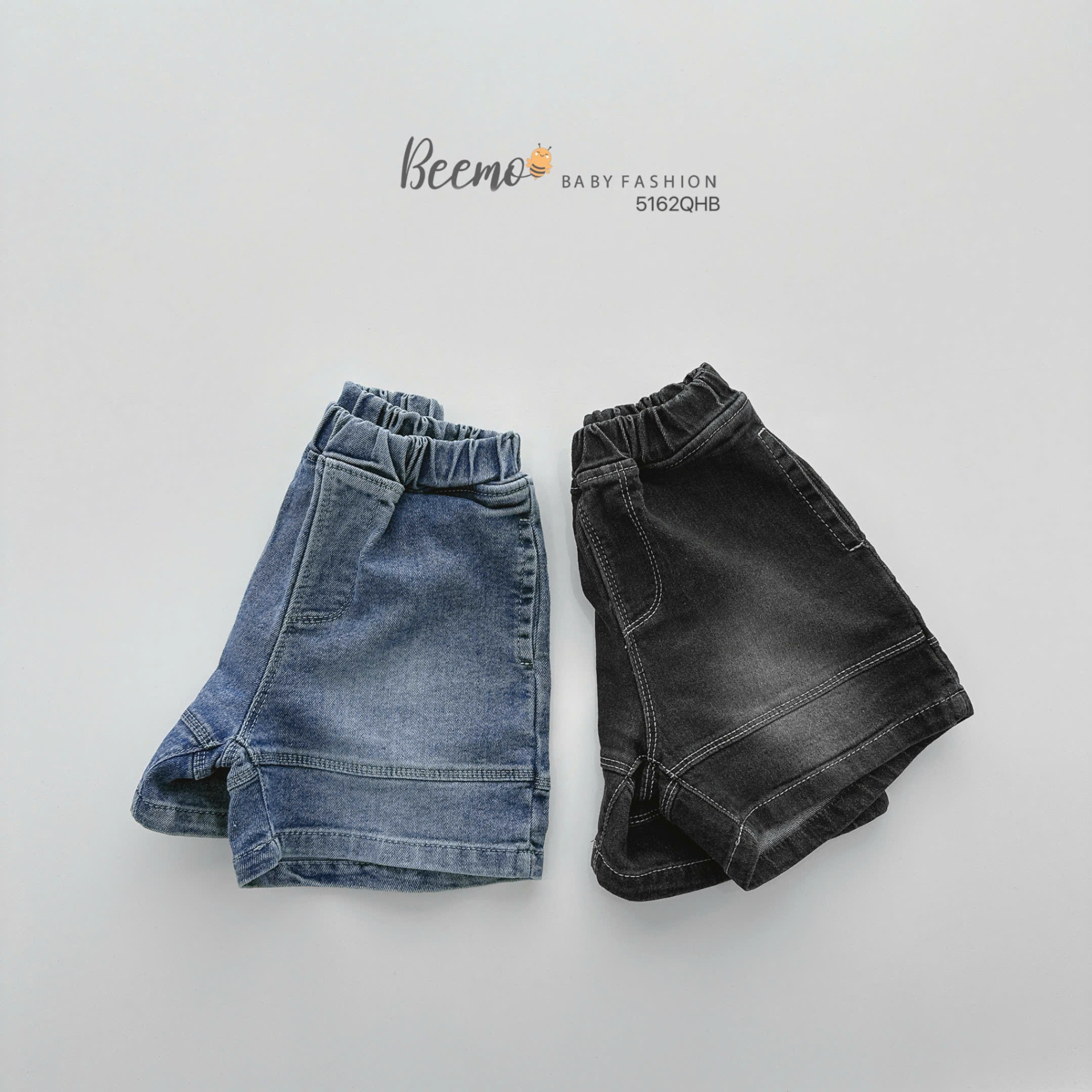 5162QHB-QUẦN SHORTS JEANS MAY CHỈ NỔI PHỐI ỐNG