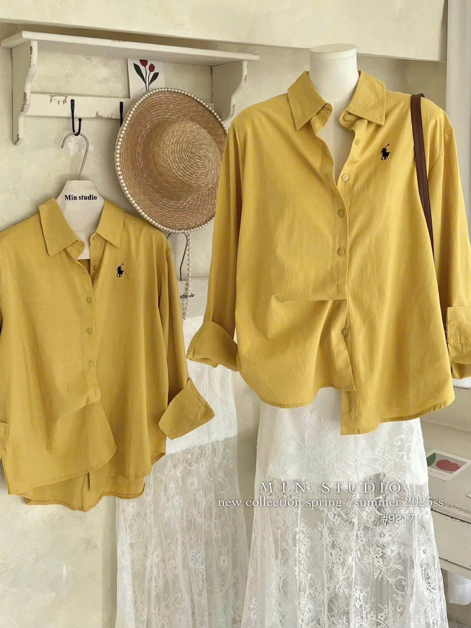 Y4674-ÁO SƠ MI NỮ DÀI TAY VẠNG THÊU KỊ SĨ