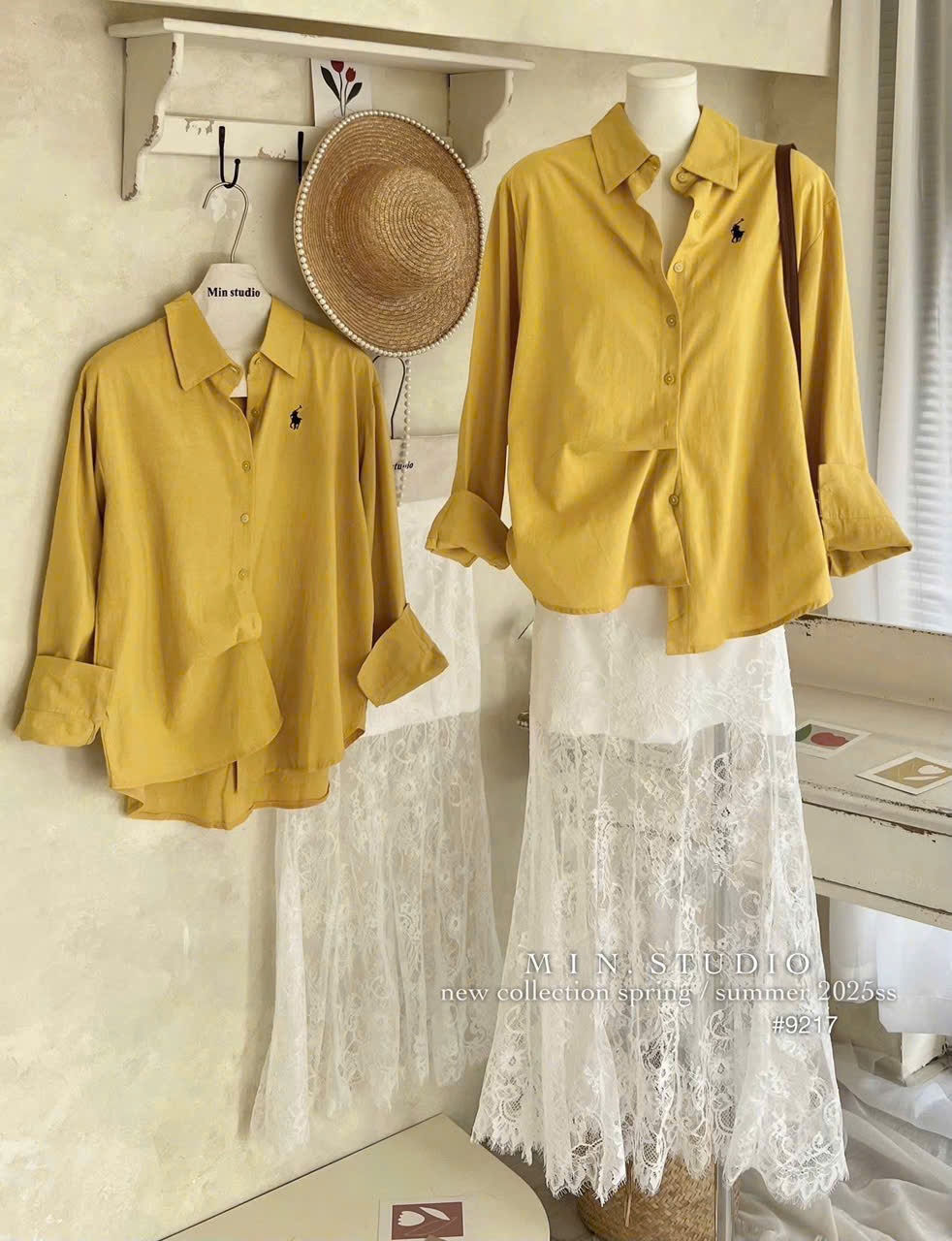 Y4674-ÁO SƠ MI NỮ DÀI TAY VẠNG THÊU KỊ SĨ