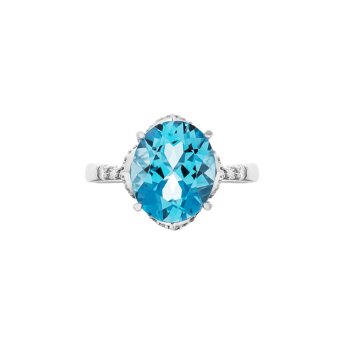 Nhẫn Vàng trắng 14K đính đá Topaz
