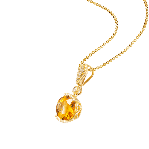 Mặt dây chuyền Vàng 18K đính đá Citrine CTXMY000296