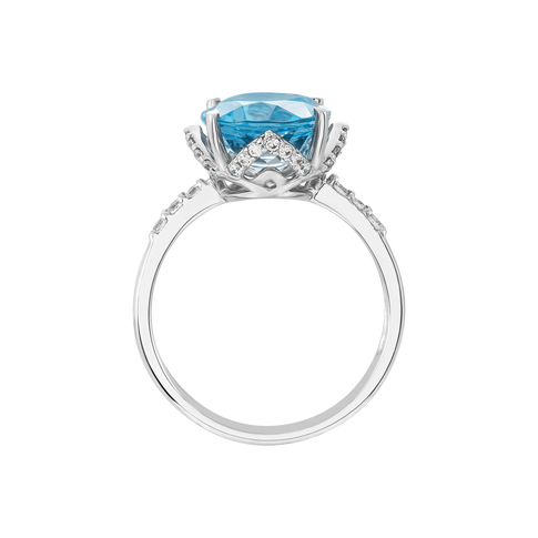 Nhẫn Vàng trắng 14K đính đá Topaz