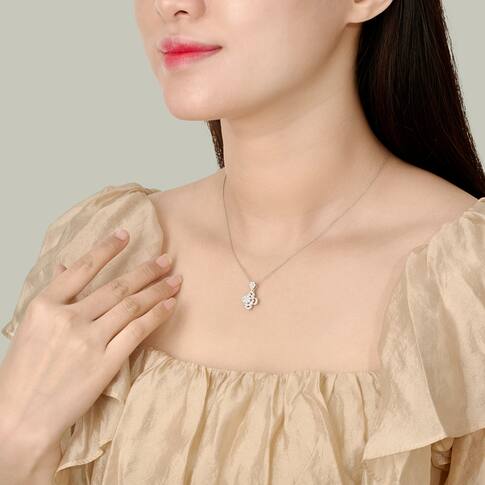 Mặt dây chuyền Kim cương Vàng trắng 18K DDDDW060223