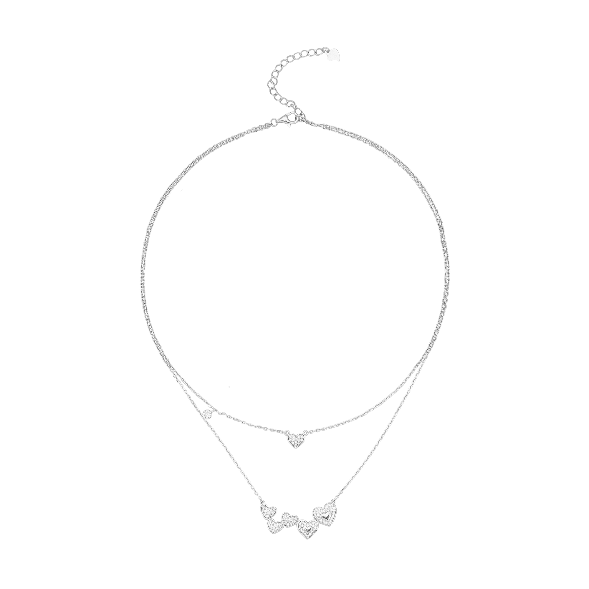 Dây cổ Bạc đính đá CZ Silver trái tim cách điệu XMXMW060066