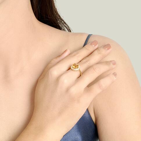 Nhẫn Vàng 18K đính đá Citrine CTXMY000206