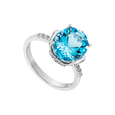 Nhẫn Vàng trắng 14K đính đá Topaz