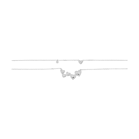 Dây cổ Bạc đính đá CZ Silver trái tim cách điệu XMXMW060066