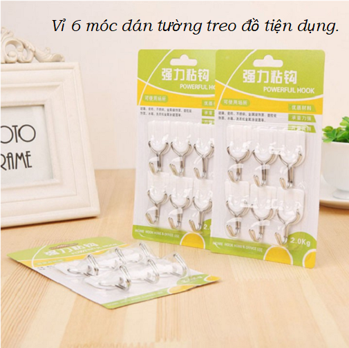 Vỉ 6 móc dán tường siêu chịu lực sản phẩm vô cùng tiện dụng - vi6 6 móc giá sỉ