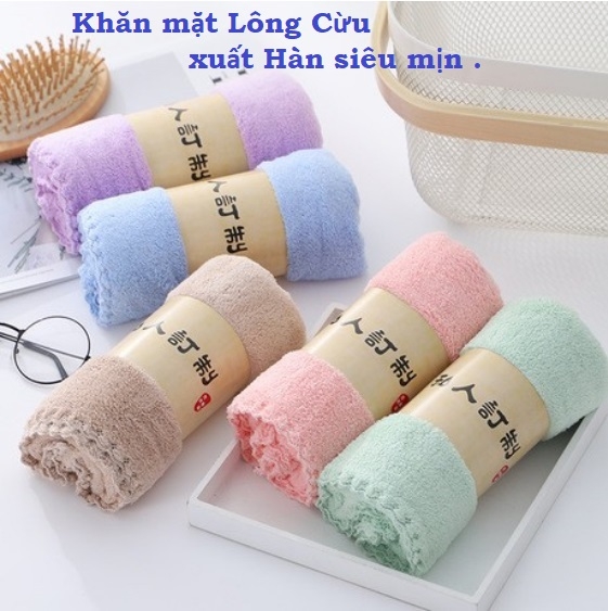 Combo 10 Khăn mặt lông cừu hàn quốc 30x50cm loại xịn siêu mềm mịn , siêu thấm nước - khăn mặt HQ giá sỉ