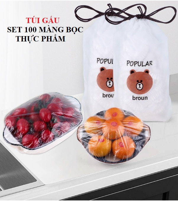 Set 100 màng bọc Thực phẩm túi gấu, bọc đồ ăn - màng bọc thực phẩm túi gấu giá sỉ