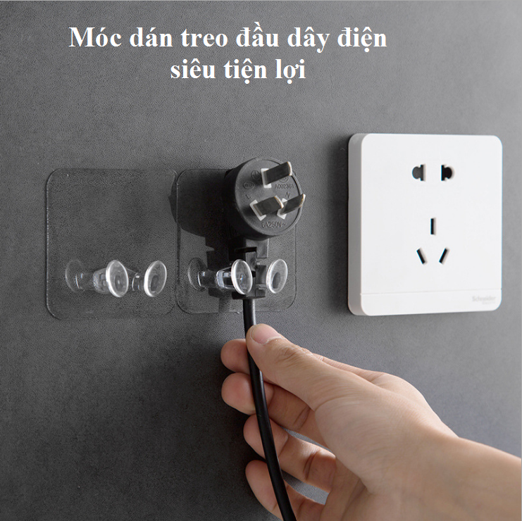 Móc dán tường kẹp giữ đầu dây điện trong, treo vật dụng nhà bếp, phòng tắm - Móc giữ dây điện giá sỉ