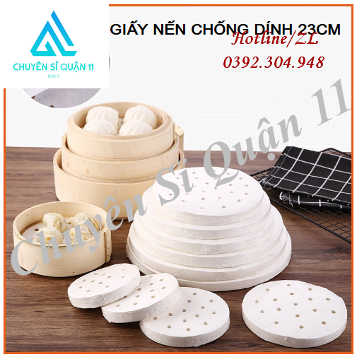 Giấy nến tròn đục lỗ 100 tờ dùng lót xửng hấp bánh và nồi chiên không dầu - giấy nến giá sỉ