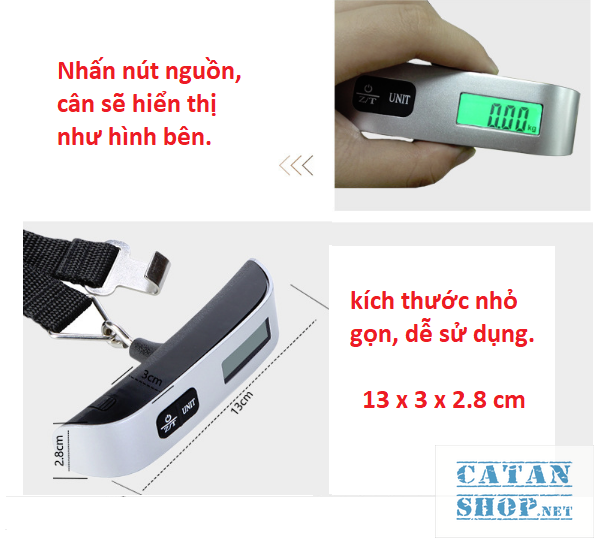 Cân Vali inox Cân điện tử hành lý xách tay 50kg Electronic luggage scale - cân vali giá sỉ