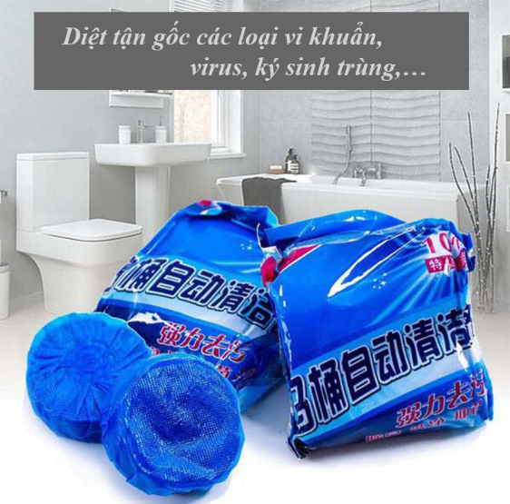 Bịch 10 Viên khử mùi tẩy bồn cầu toilet siêu sạch, Sáp chống ố vàng mùi hôi của nước bẩn, Diệt vi khuẩn - Bịch 10 viên tẩy toilet giá sỉ