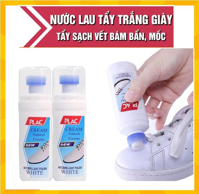 Nước tẩy trắng giày PLAC - chai có đầu chà 100ml - Plac chà giày giá sỉ