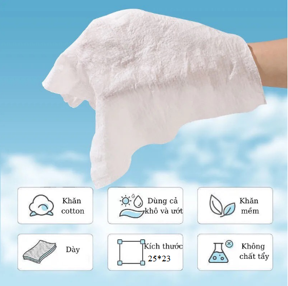 Túi 50 khăn giấy nén hình gấu bằng cotton, dạng viên kẹo dùng 1 lần - khăn nén gấu xanh giá sỉ