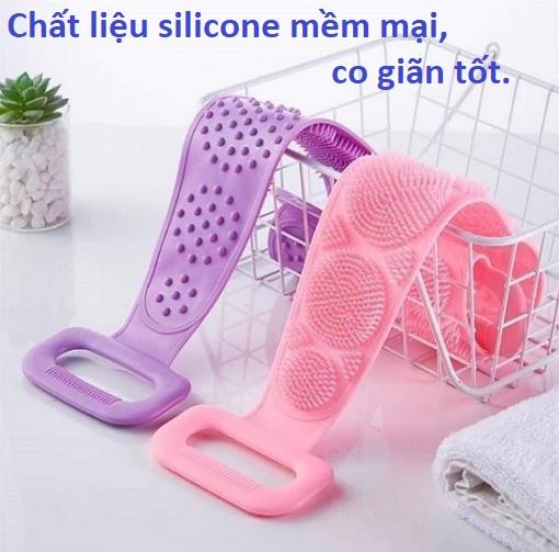 DÂY CHÀ LƯNG SILICONE TẨY TẾ BÀO CHẾT GIÚP LƯU THÔNG MÁU, DÂY TẮM CHÀ LƯNG 2 MẶT - dây chà lưng silicon giá sỉ