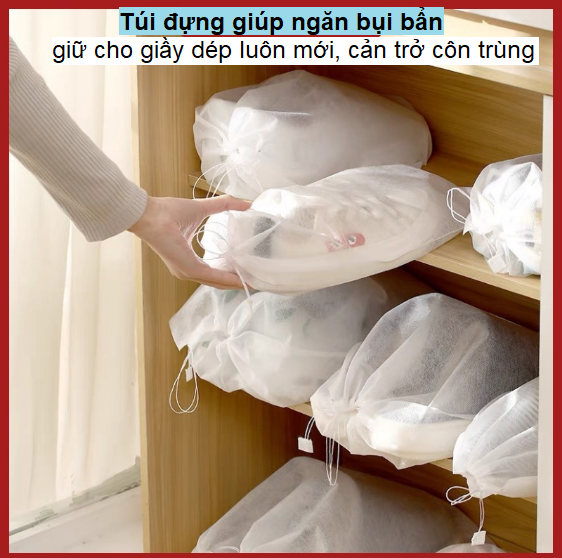 Túi đựng giày đa năng vải không dệt, miệng dây rút tiện lợi size to - Túi đựng giày giá sỉ