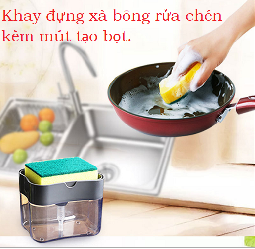 Khay đựng xà bông rửa chén, Hộp ấn lấy xà bông tiện lợi - Khay xà bông rửa chén giá sỉ