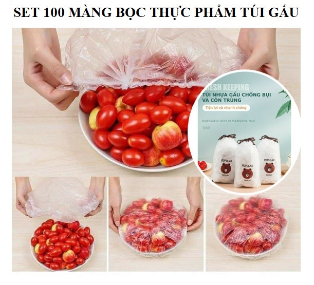 Set 100 màng bọc Thực phẩm túi gấu, bọc đồ ăn - màng bọc thực phẩm túi gấu giá sỉ