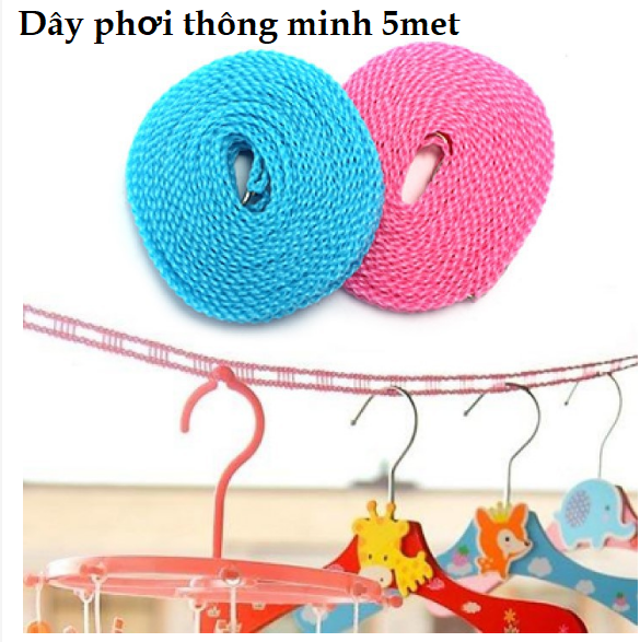 Dây phơi đồ thông minh dài 5m có lỗ chống trượt - dây phơi đồ giá sỉ