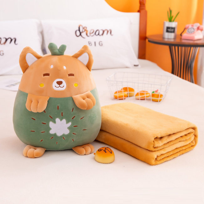 GỐI MỀN 3 trong 1 Trái Cây hình thú cute, thun 4 chiều siêu mịn, bộ chăn gối văn phòng, gấu bông kèm mền - Gối mền 3 trong 1 giá sỉ