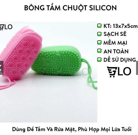 Bông Tắm Silicon Tạo Bọt Massage Hình Chuột Cute Tẩy Da Chết 2 Mặt - bông tắm chuột giá sỉ