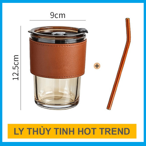 Ly Thủy Tinh Hổ Phách bọc da sang chảnh, ly thủy tinh bọc da giá sỉ