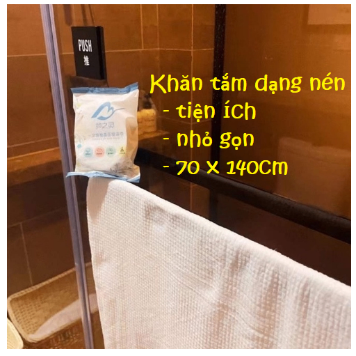 Khăn tắm viên nén du lịch (70x140cm) dùng một lần, Khăn tắm cotton tiện lợi - khăn tắm nén giá sỉ