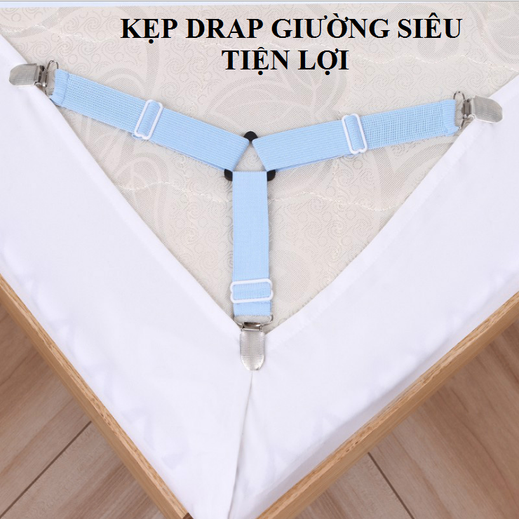 Bộ 4 dây Kẹp drap 3 chấu Inox Cố Định Ga Giường, Drap Giường, Tấm Trải Giường Chống Xê Dịch Chịu Lực Tốt - kẹp drap giá sỉ