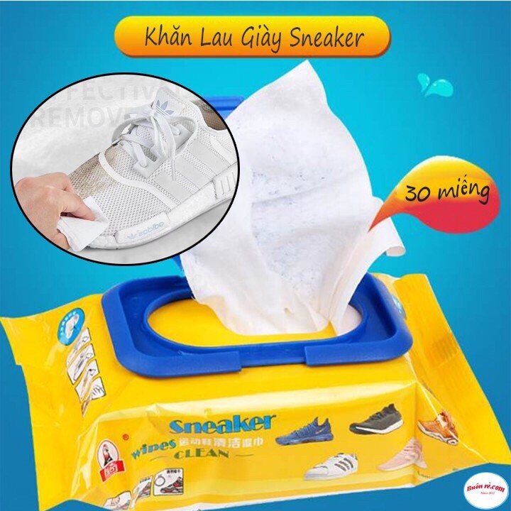 Giấy lau giầy Sneaker 30 tờ, Dung dịch chuyên lau giày thấm sẵn trong khăn tiện dụng - khăn lau giày giá sỉ