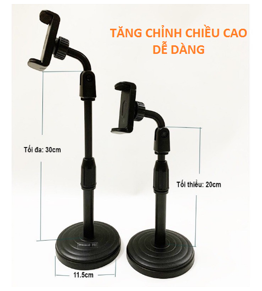 Giá đỡ điện thoại Microphone Stands, kẹp chống lưng 360 ,đế chân tròn để bàn, giá đỡ tiện lợi đa năng - kệ điện thoại giá sỉ