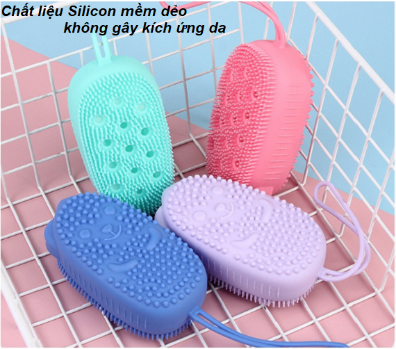 Bông Tắm Silicon Tạo Bọt Massage Hình Chuột Cute Tẩy Da Chết 2 Mặt - bông tắm chuột giá sỉ