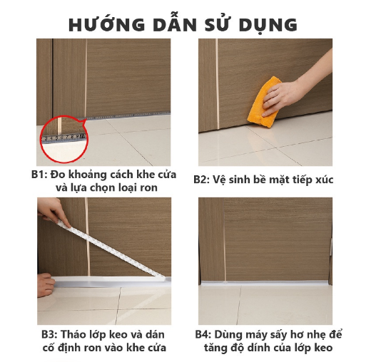 Ron chặn cửa 35 và 45mm, Miếng chắn khe cửa cách âm giữ nhiệt trong phòng, Thanh dán chân cửa chống gió lùa, dán mọi loại cửa - ron dẻo giá sỉ