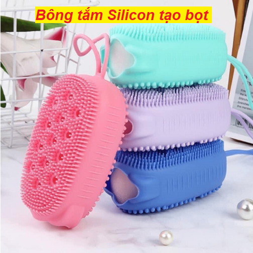 Bông Tắm Silicon Tạo Bọt Massage Hình Chuột Cute Tẩy Da Chết 2 Mặt - bông tắm chuột giá sỉ