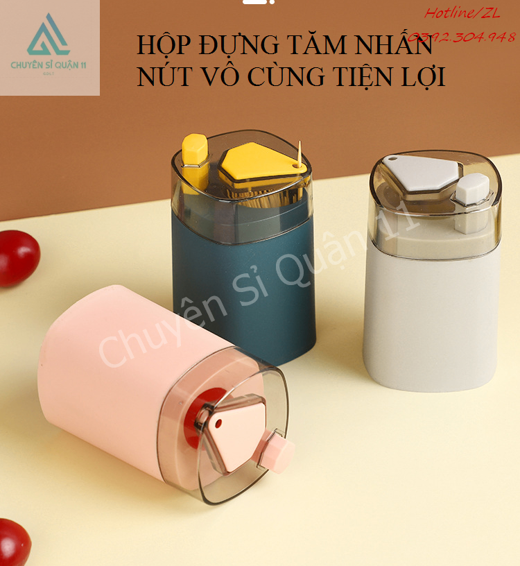 Hộp đựng tăm xỉa răng nhấn nút, hũ đựng tăm ấn nút tự động lấy tăm - hộp tăm nút bấm giá sỉ