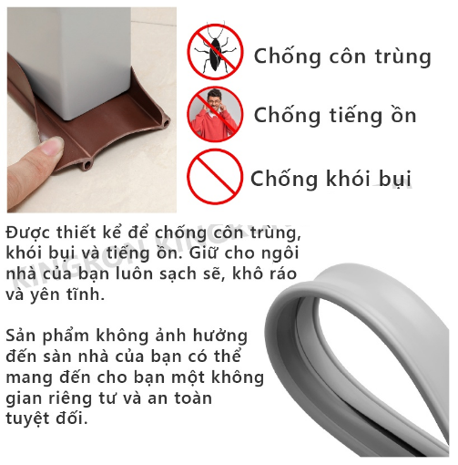 Ron chữ U, Nẹp chân cửa thế hệ mới chặn gió khe cửa chống côn trùng, Thanh chắn cửa chống ồn, chống thoát hơi gió điều hòa - ron cửa giá sỉ