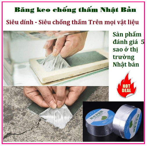 Cuộn 5 mét băng keo dán rộng 5cm/10cm - Miếng dán siêu dính - Miếng dán chống thấm nước - Keo chống dột TRAP PASTE (BKT) - Keo chống dột giá sỉ