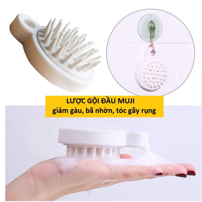 Lược gội đầu Muji Nhật Bản bằng silicon mát xa da đầu giảm rụng kích thích mọc tóc, làm sạch da đầu - Lược gội đầu Muji giá sỉ